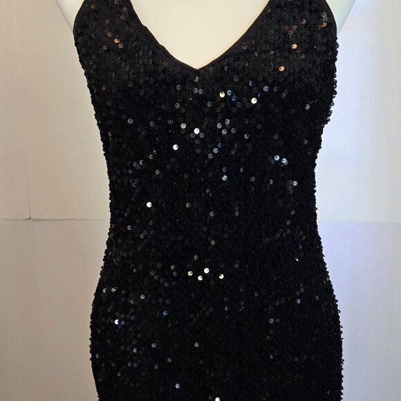 SIMPLEE Women Evening Dress, Sexy V Neck, Bodycon, Sequin, w/ Slit Sz: XL Black - Picture 9 of 14